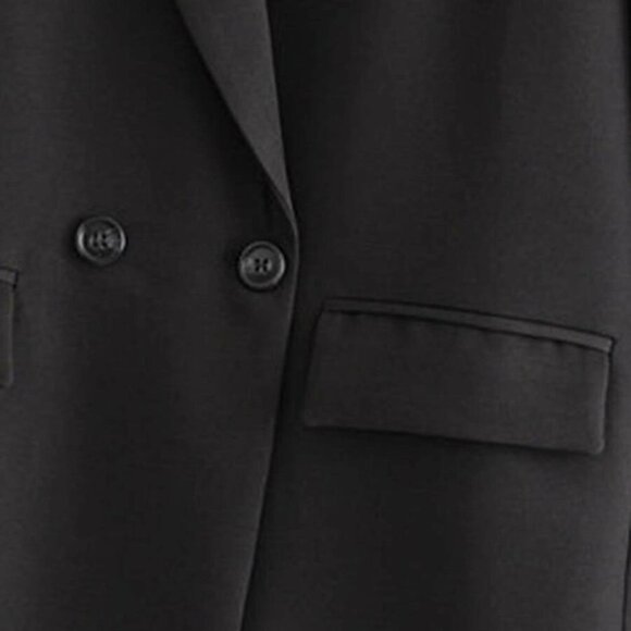 Double Breasted Lapel Neck Blazer black - Picture 15 of 16